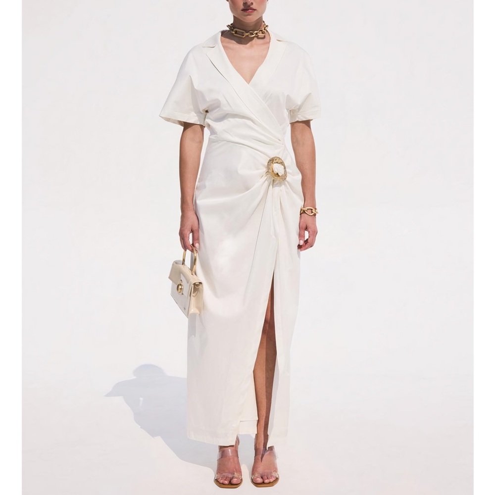 NWT Cult Gaia White Midi Calista Wrap-Shirt Dress